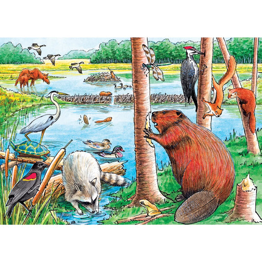The Beaver Pond 35pc puzzle tray