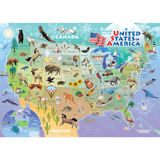 USA Map 35pc Puzzle Tray