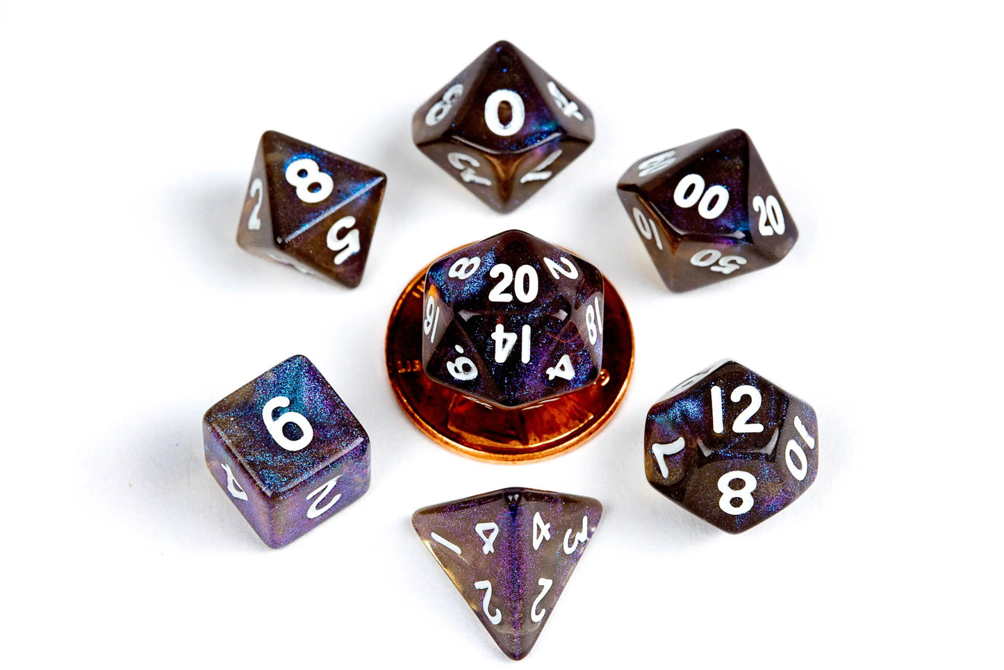 Stardust Galaxy 10mm mini poly dice set