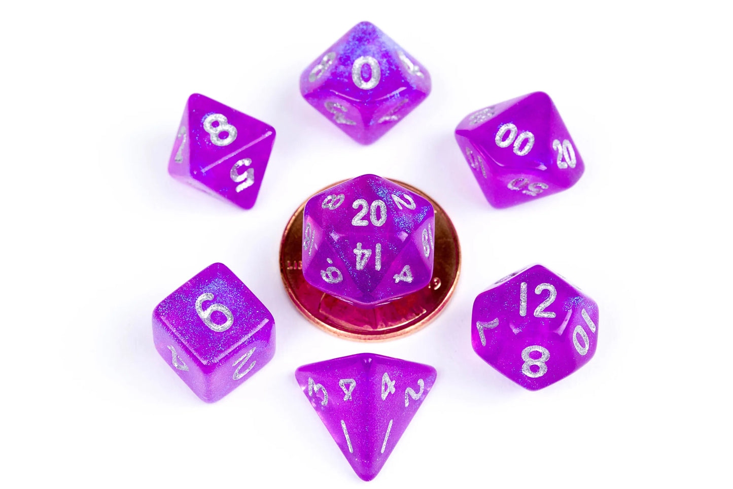 Stardust Purple 10mm mini poly dice set