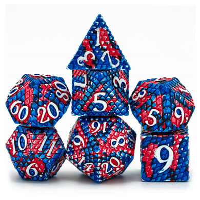 Dragon Scale Dice Set - Coral Reef, Solid Metal