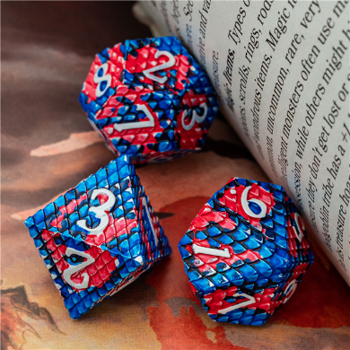 Dragon Scale Dice Set - Coral Reef, Solid Metal