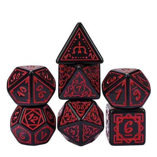 Cryptic Knots RPG Dice Set - Dried Blood, Resin
