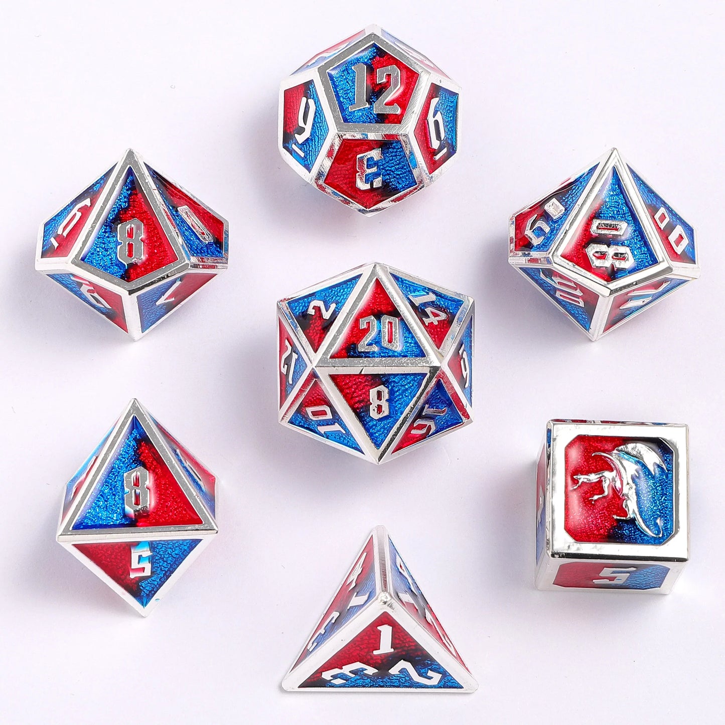 Draconis Dice Set - Skyfire, Solid Metal