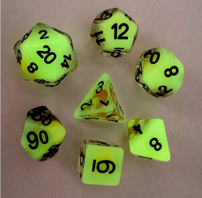 Moon and Star Dice Set - Glow in the Dark Resin Inclusion