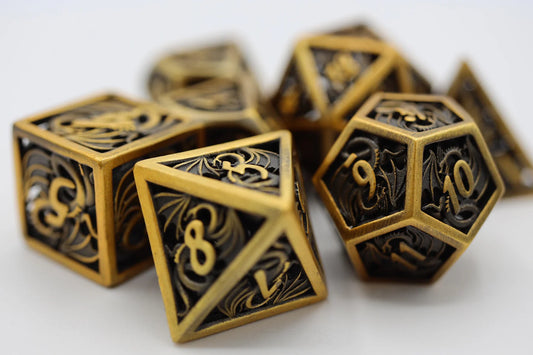 Dragon Essence: Gold - Hollow Metal RPG Dice Set