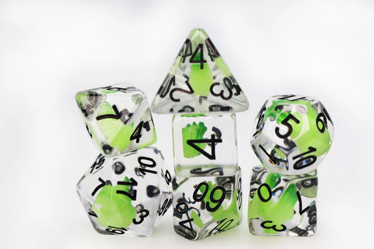 Acquisitions Inc. Green Flame Dice Set - Resin Inclusion