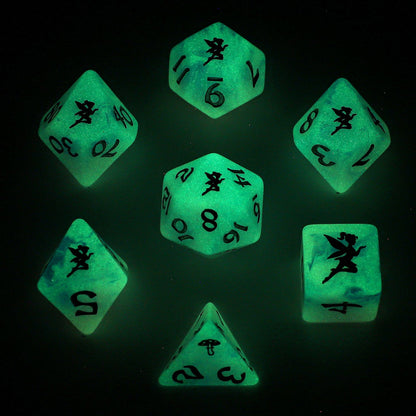 Pixie Dust Dice Set - Gold & Glow in the Dark - Rounded Resin