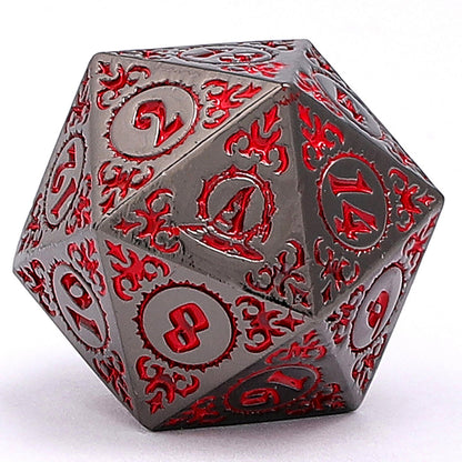 Wizard Dice Set - Gunmetal with Blood, Solid Metal