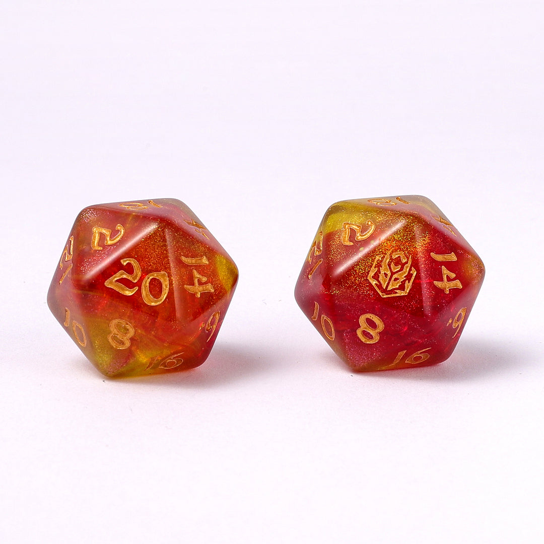 Wyrmforged Rollers 8 Piece Dice Set - Phoenix Feather, Rounded Resin