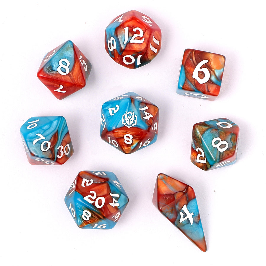 Wyrmforged Rollers 8 Piece Dice Set - Bard's Cloak, Rounded Resin