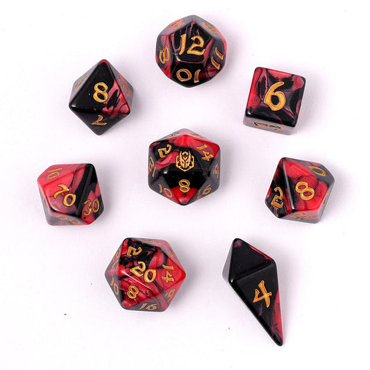 Wyrmforged Rollers 8 Piece Dice Set - Blood Pact, Rounded Resin