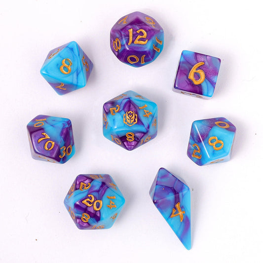 Wyrmforged Rollers 8 Piece Dice Set - Banshee's Wail, Rounded Resin