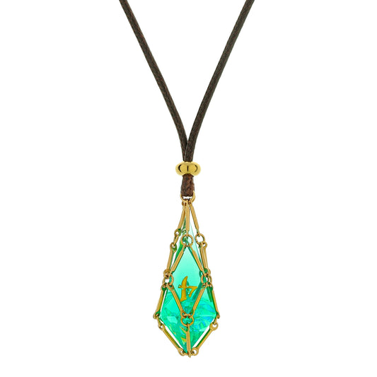 Mysticage Teardrop D4 Necklace - Brown Leather Chain