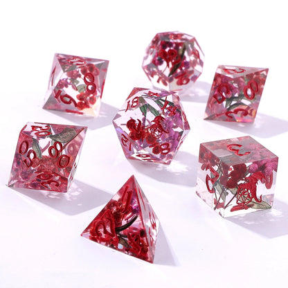 Captured Magic Dice Set - Herbalists, Hand Sanded Sharp Edge Resin