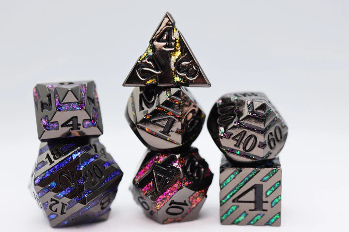 Into the Mines Dice Set - Copper with Raindow Mica, Solid Metal