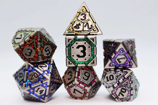 Ornate Rainbow Frame Dice Set - Solid Metal