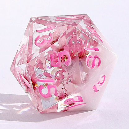 Captured Magic Dice Set -Sakura Cherry Blossom, Hand Sanded Sharp Edge Resin