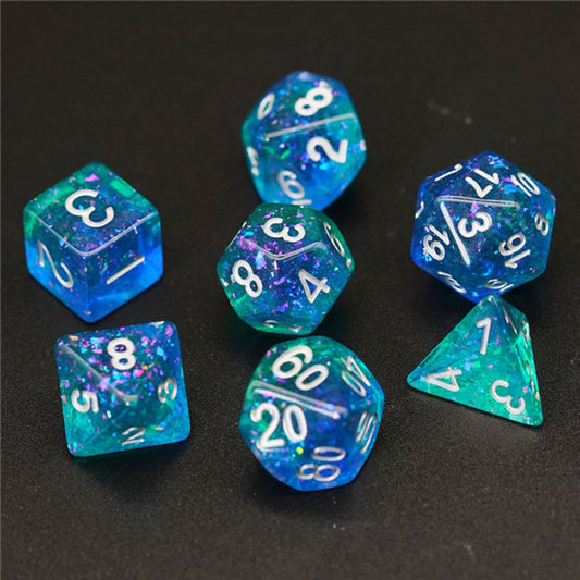 Ocean Glitter RPG Dice Set