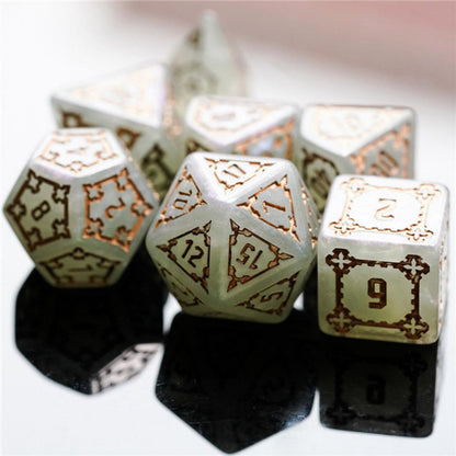 25mm Huge Castle RPG Dice Set - Gray w/ Gold Resin