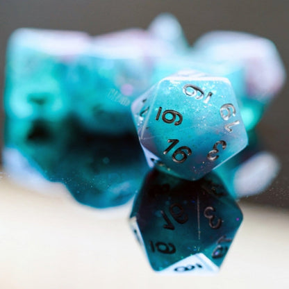 Seabed Treasure Dice Set - Pink & Green Resin