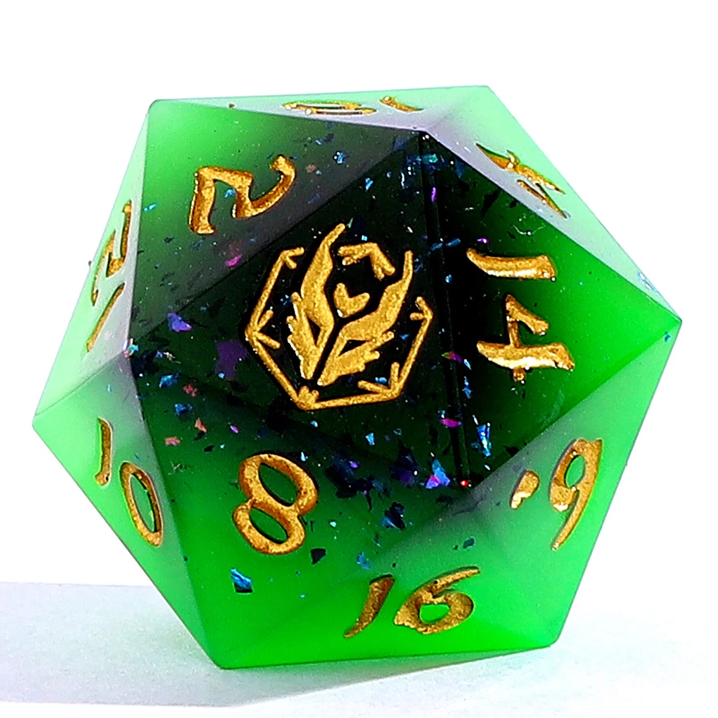 Captured Magic Dice Set - Swamp Treasure, Hand Sanded Sharp Edge Resin