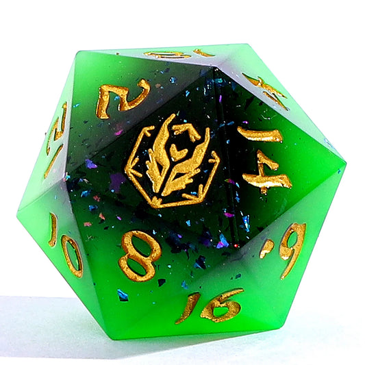 Captured Magic Dice Set - Swamp Treasure, Hand Sanded Sharp Edge Resin