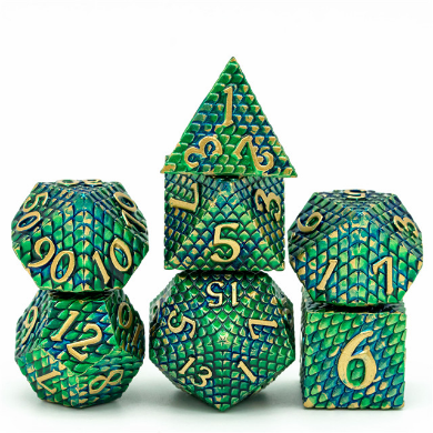 Dragon Scale Dice Set - Venom, Solid Metal