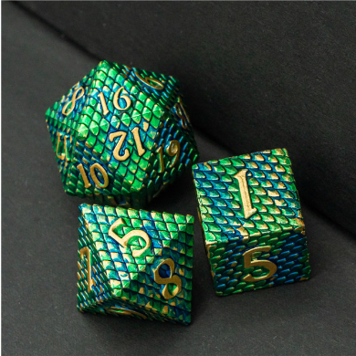 Dragon Scale Dice Set - Venom, Solid Metal