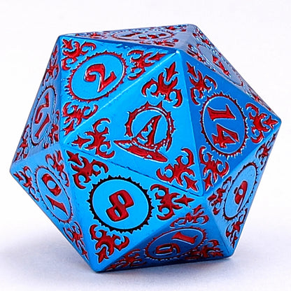 Wizard Dice Set - Blue with Gold, Solid Metal