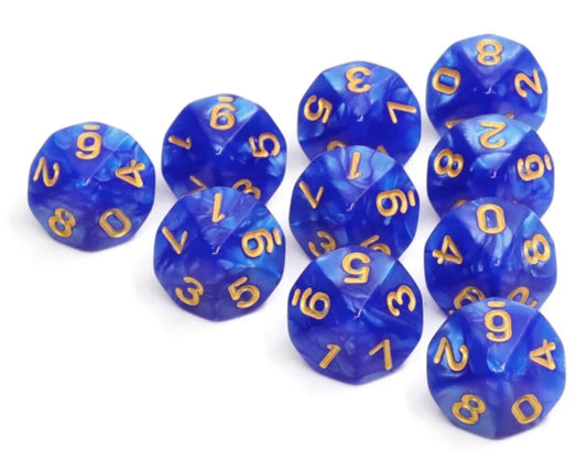 10 Piece D10s - Blue Pearl