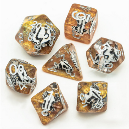 Desert Bull Head RPG Dice Set - Resin Inclusion