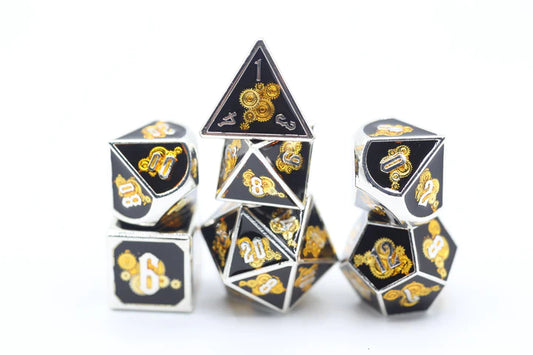 Gear Dice Set - Gold and Black Solid Metal