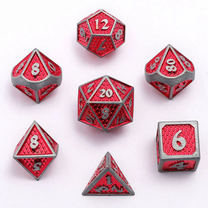 Small Behemoth Dice Set - Brushed Ruby, Solid Metal