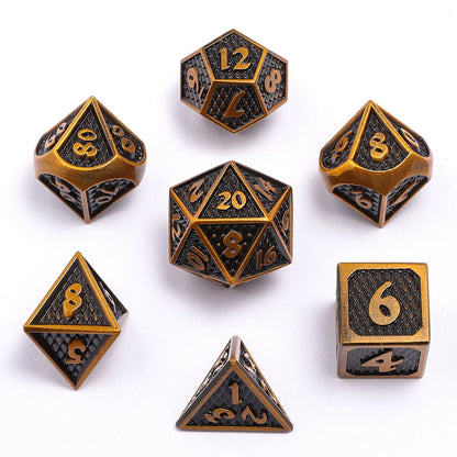 Small Behemoth Dice Set - Ancient Gold, Solid Metal