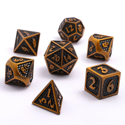 Small Behemoth Dice Set - Ancient Gold, Solid Metal