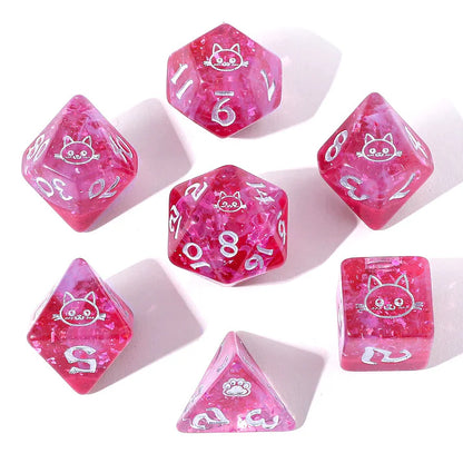 Purrfect Pink Dice Set - Rounded Resin