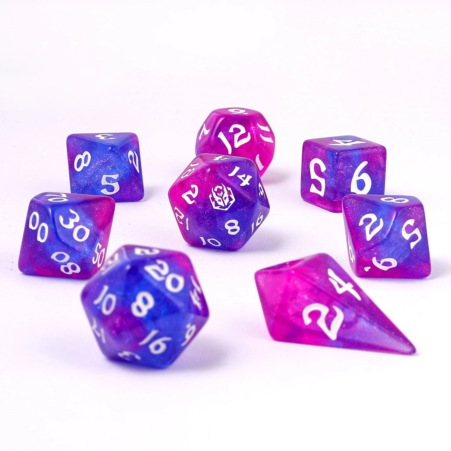 Wyrmforged Rollers 8 Piece Dice Set - Fairy Farts, Rounded Resin