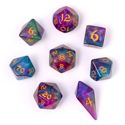 Wyrmforged Rollers 8 Piece Dice Set - Siren's Melody, Rounded Resin