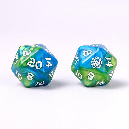 Wyrmforged Rollers 8 Piece Dice Set - Verdant Streams, Rounded Resin